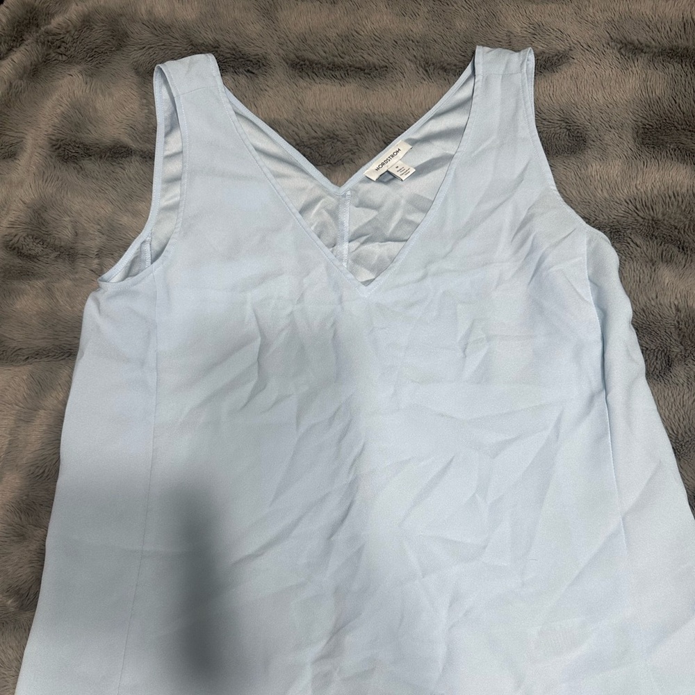 Nordstrom Light Blue Sleeveless V-Neck Blouse – Size Medium
